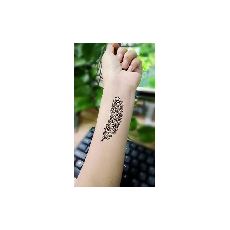 2 Blätter Temporäres Feder Tattoo Fake Tattoo total 28 Feder