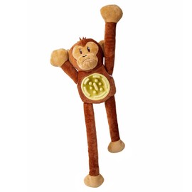 Hollypet Squeaky Plush Stuffed Dog Puzzle Toy with Slow Feeder Bowl, Interactive Chew Toy for Small and Medium Dogs, Tug of War Dog Toys, Monkey