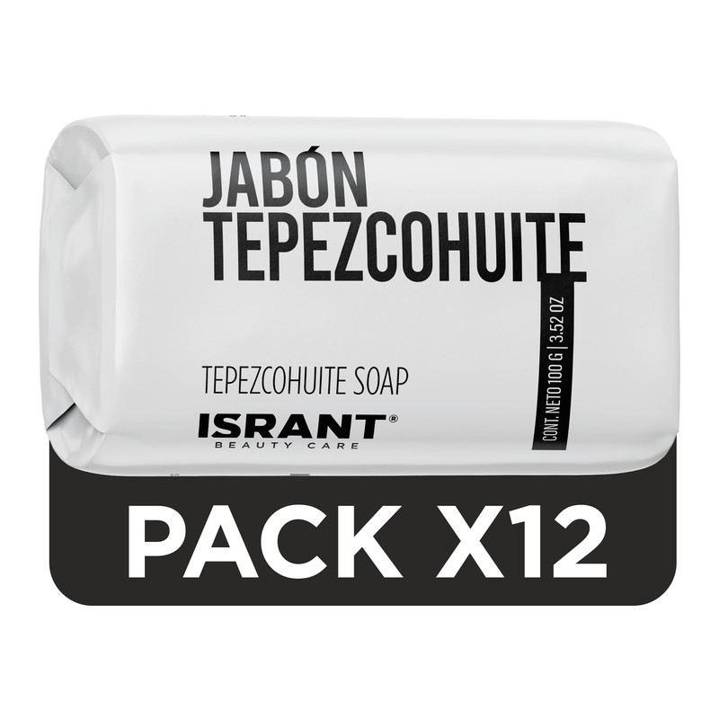 Pack de 12 Jabones de Tepezcohuite Corporal Natural ISRANT 100g