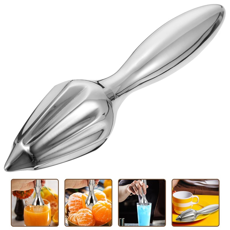 IMIKEYA Stainless Steel Citrus Reamer Lemon Hand Juicer Beech Wood