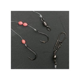 FLADEN Plattfisch-Vorfach mit 2 Haken, Rote Perlen, Hakengröße 4/6, Plattfischvorfach, Flundervorfach (6)