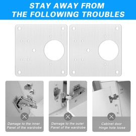 AGIGU Cabinet Hinge Repair Plate - Stainless Steel Kitchen Cabinet Brackets with Fixing Screw, Concealed Hinge Repair Kit for Cupboard Cabinet Furniture 4PCS