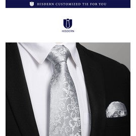 Hisdern TP-01S Paisley Pattern Necktie and Square Set, 20 Colors, Business, Wedding, After-Party, Gift -