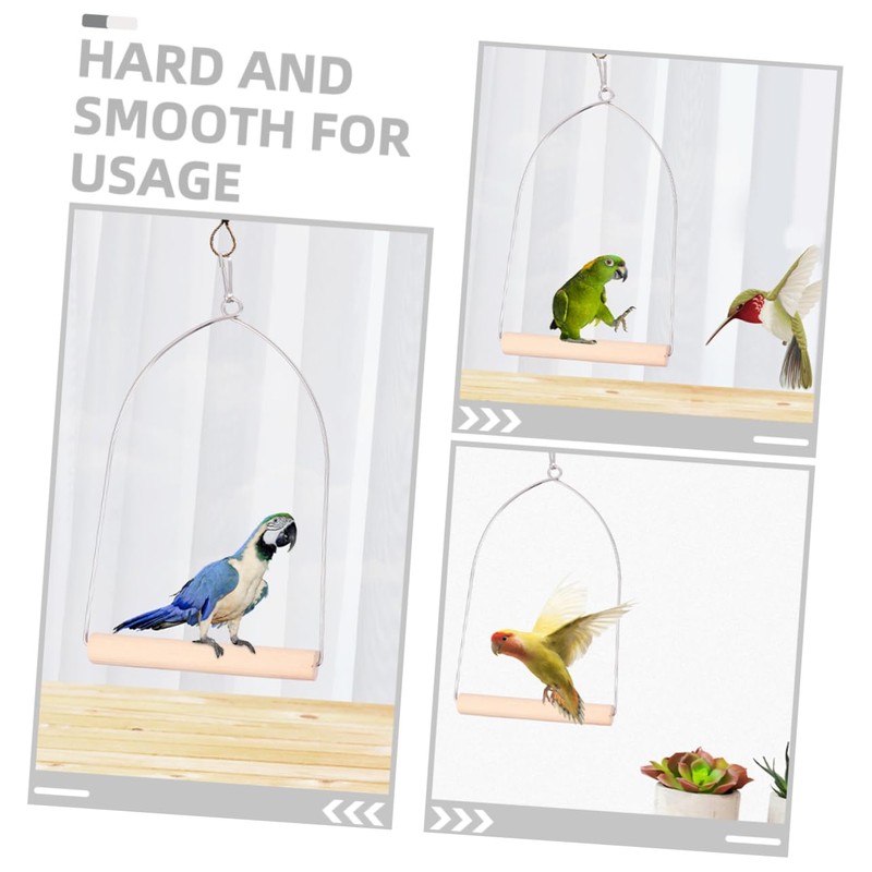 ORFOFE Hummingbird Swing Bird Durable Wooden Perch with Metal Frame