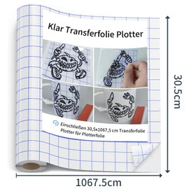 Prime Vinyl Transfer Film Plotter for Plotter Film, 30.5 cm x 1067.5 cm Vinyl Film Plotter Accessories with for Cricut, Silhouette Cameo, Signs and Window Decorations