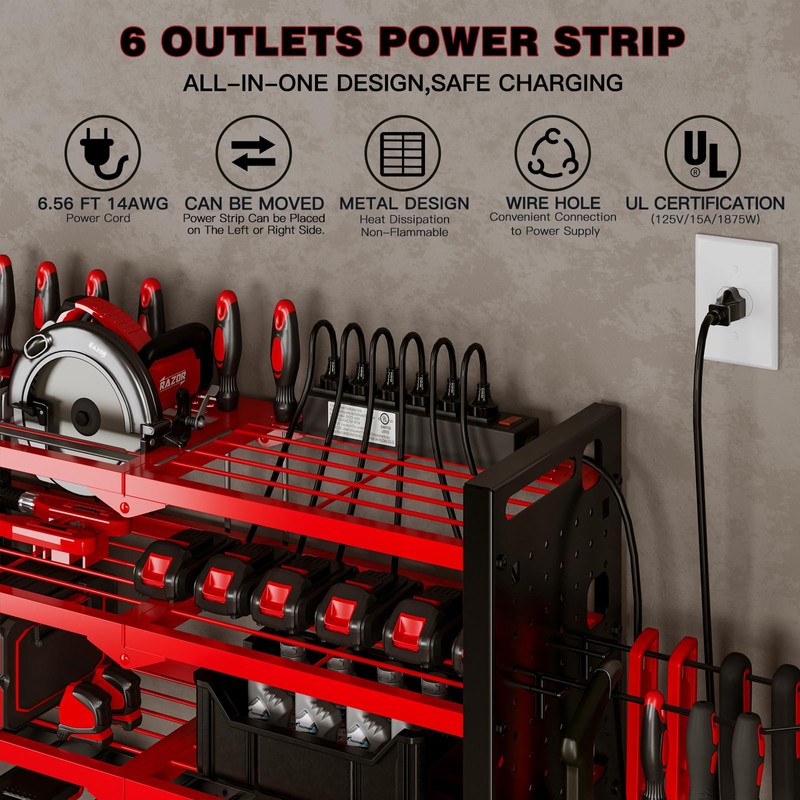 NattyDot Power Tool Organizer Wall Mount with Charging Station 4