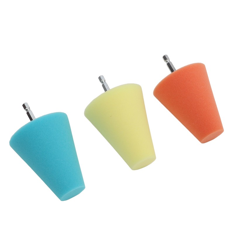 3PCS Hub Conical Polishing Sponge Buffing Foam Pad Wheel Care