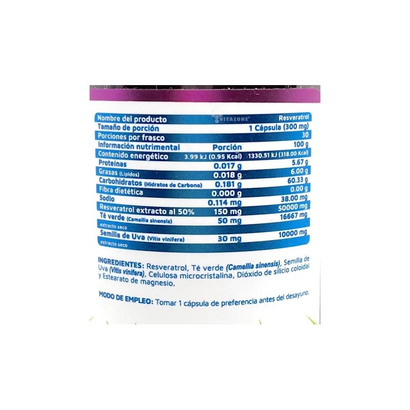 Resveratrol Té Verde Semilla De Uva 30 Caps Vidanat