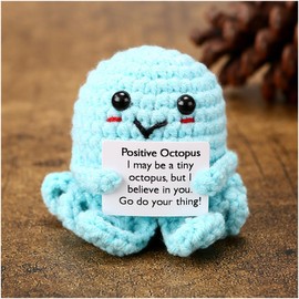 Motivierendes Mini-Oktopus-Geschenk, handgefertigtes Häkeltier mit erhebender Botschaft, weiches und tragbares, inspirierendes Geschenk für Damen, Herren, Teenager und Kinder, perfekt für besondere