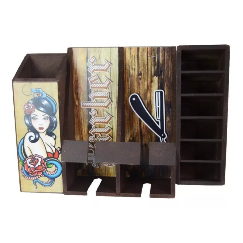 Porta Maquinas , Accesorios Para Barbería De Madera Café Ch