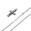 LUCKY2+7 Cross Necklace for Men, Silver Stainless Steel Mens Jesus