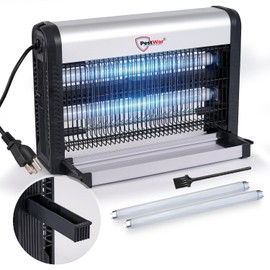 Advanced 2-in-1 Indoor Bug Zapper, Powerful 3500V Flying Insect Killer, Built-in Bait Tray, Uses 2-in-1 Methods to Attract & Zap Fruit Flies, Mosquitoes, Flies, Gnats, Moths, & More. - 2 Free Bulbs