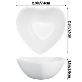 MAQUITA 24 Pack Porcelain Sauce Dish, White Heart-shaped Dip Bowls, 1.5Oz Ceramic Ring Dishes Candle Tray, Seasoning Dishes Appetizer Plates