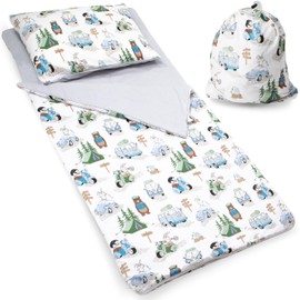 PinkZebra Blanket Sleeping Bag 140 x 75 cm + Pillowcase 60 x 40 cm for Girls and Boys, Children's Sleeping Bag + Pillow Case, Oeko-Tex, Cotton Sleeping Bag with Double Zip, Camping