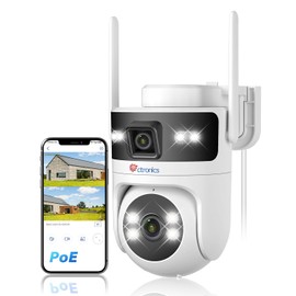 Ctronics Security Camera, Outdoor 900C-DL, Dual Lens, 360° Omnidirectional Monitoring, PoE Supported, 2.4/5 GHz, Wi-Fi Supported, AI Human Detection, Automatic Tracking, FTP/NVR/ONVIF, Preset Function