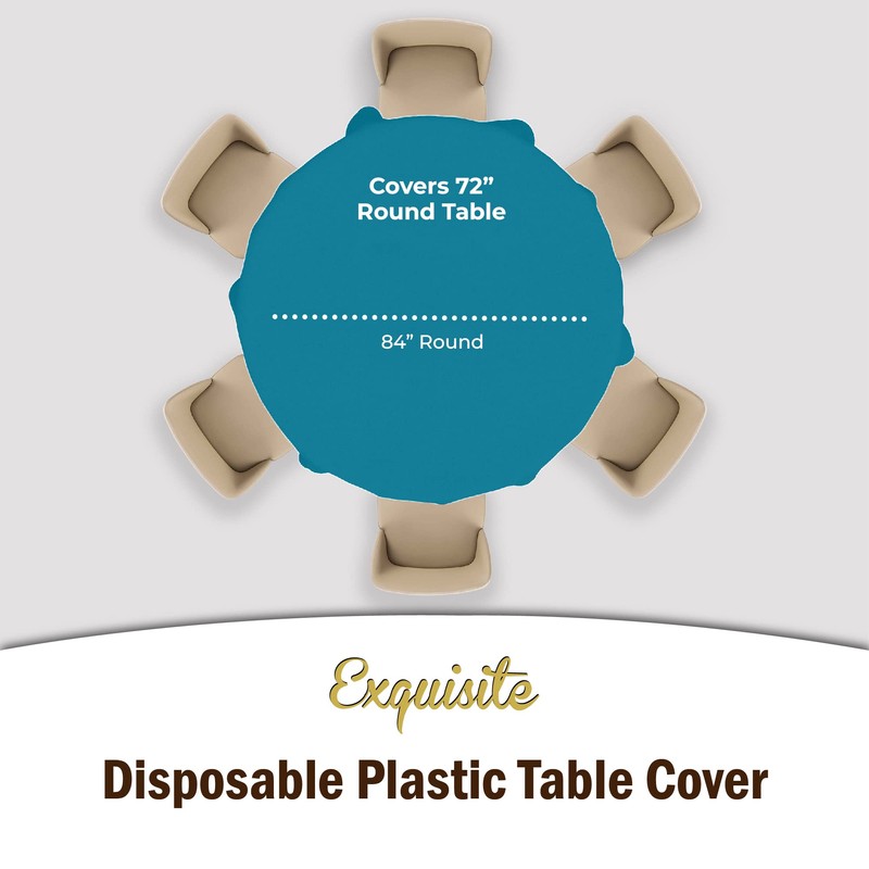 Exquisite 6-Pack Premium Plastic Tablecloth 84in. Round Plastic Table Cover