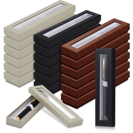 Colarr 36 Pcs Empty Pen Gift Box Pen Case with Clear Lid Cardboard Pen Box Pen Display Case for Presentation Jewelry Gift Packaging Office Supplies Business Birthday Souvenir, Black Silver Bronze