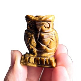 Sunshcat Natural Tiger's Eye Gemstone Owl Crystals and Healing Stones Figurines,1.5 Inches Room Decor Collectibles