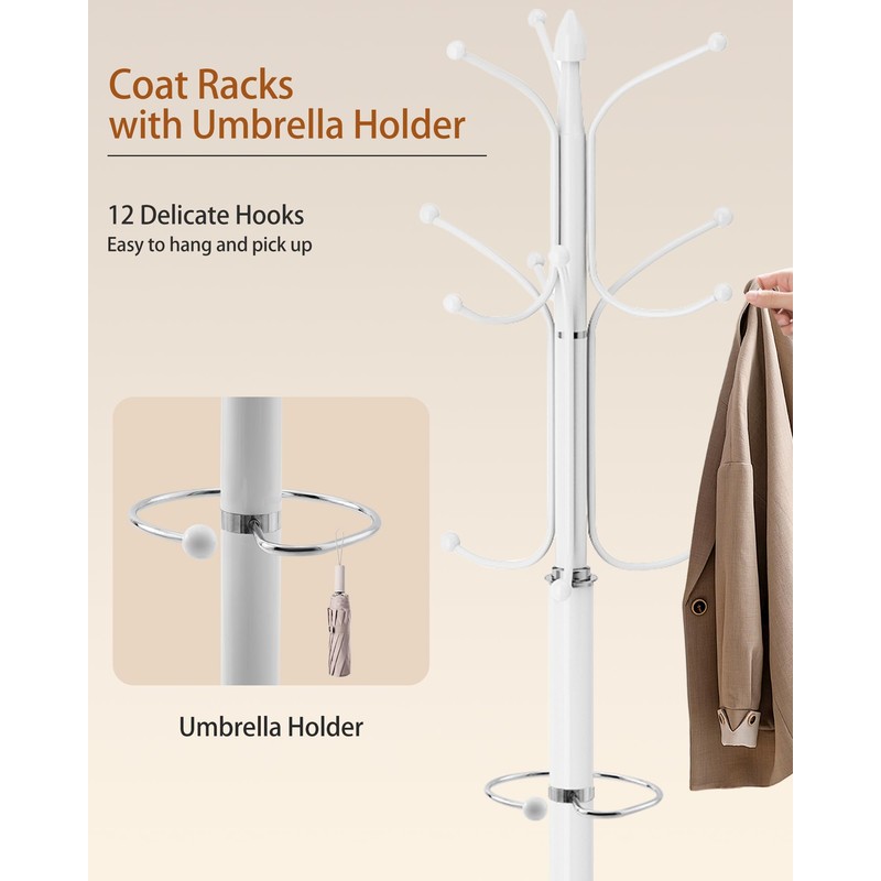 ZIECUKU Metal Coat Rack with Natural Marble Base, Coat Rack