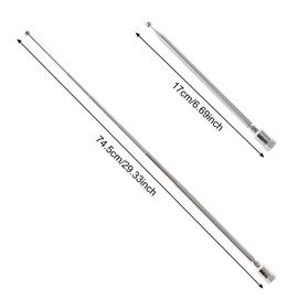 FM Telescopic Antenna 75 Ohm Indoor FM Radio Antenna F Type Male Plug Connector with 5pcs Converter for TV AM FM Radio Stereo Receiver