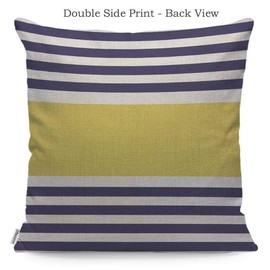 WONDERTIFY Pillow Cover Navy Blue and White with Yellow Stripe Design Soft Linen Pillow Case for Decorative Bedroom/Livingroom/Sofa/Car Cushion Couch Pillow Covers 18x18 Inch 45x45 cm