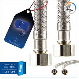 tecuro DN 8 Connection Hose Female x Female Thread for Sanitary Installation KTW-A-DVGW (3/8 x 3/8 x 500 mm)