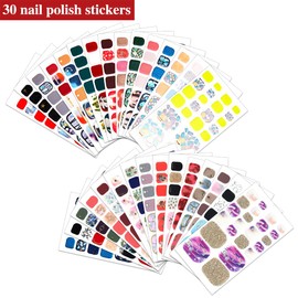XEAOHESY 660 Pieces 30 Sheets Marble Toe Nail Polish Strips Nail Art Stickers Decals for Girls Women Self-Adhesive Shell Sequins Design Toe Nail Polish Stickers Full Wraps Set with Nail File