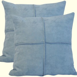 20x20 Dusty Blue Throw Pillow Covers Set of 2 Faux Suede Soft Leather Like Decorative Square Pillowcases for Couch Sofa Chairs Vegan Suede Cushion Covers Rustic Modern Farmhouse Home Decor Light Blue
