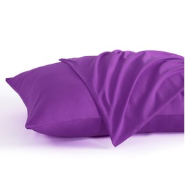 NTBAY Standard Pillow Cases Set of 2, 2 Pack Brushed Microfiber 20x26 Pillow Cases, Soft, Wrinkle, Fade, Stain Resistant Purple Pillow Cases with Envelope Closure, 20x26 Inches, Purple