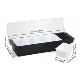 ATRDTO Ice Chilled Serving Tray Condiment Pots Condiment Server，Plastic Dispenser Tray for Catering Dips Toppings, Serving Taco, Ice Cream, Fruit (5 Compartments)