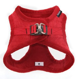 Voyager Step-In Plush Dog Harness – Soft Plush, Step In Vest Harness for Small and Medium Dogs by Best Pet Supplies - Red Corduroy, L (Chest: 18 - 20.5")