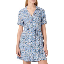 JdY Women's Jdystarr Life S/S Shirt Dress Wvn A Line, Blue Bonnet/Aop:cd Chamomile Flowers, S EU, Blue Bonnet/Aop:cd Chamomile Flowers