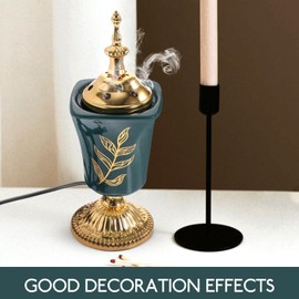 HOMSFOU Electric Incense Burner Middle Eastern Style Electric Censer Tabletop Incense Burner Censer for Yoga Spa Green