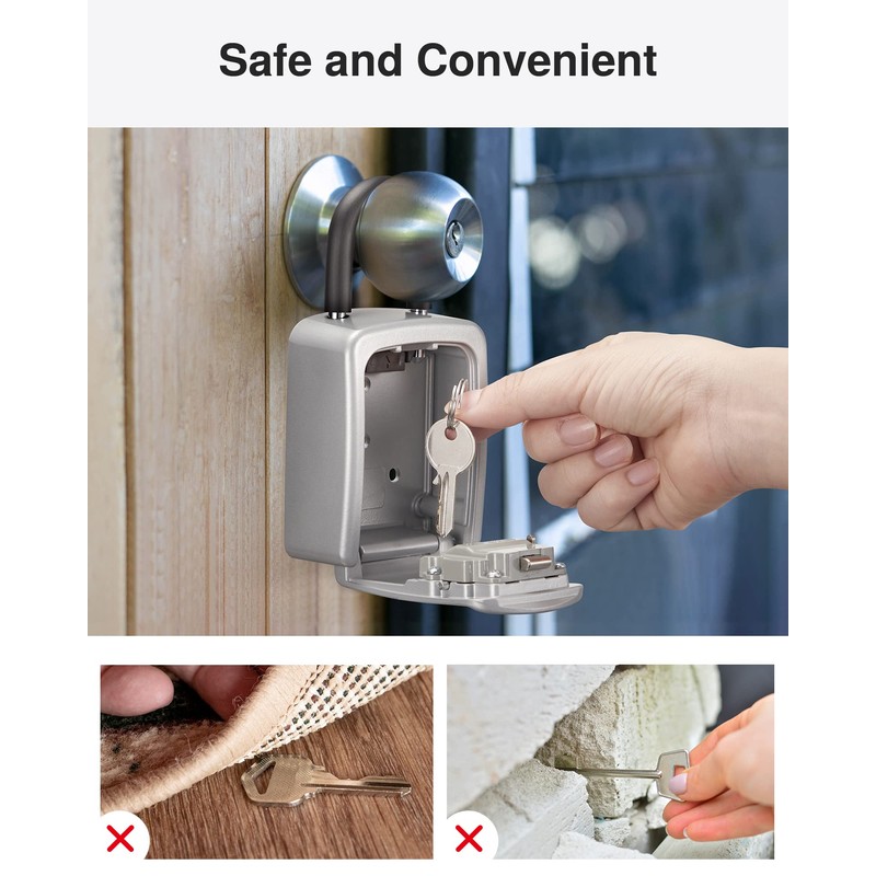 Puroma Key Lock Box, 4-Digit Combination Key Storage Lockbox, Portable