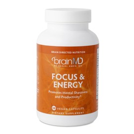 BRAINMD Dr Amen Focus & Energy - 120 Capsules - Mental Endurance Booster, Promotes Concentration & Attention - Caffeine Free, Gluten Free - 30 Servings