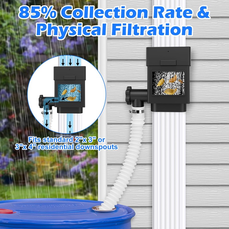 WADEO Rainwater Collection System, Downspout Diverter Fits for 2"x 3"