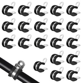 20 Pcs Rubber Lined P Clips Pipe Clamp, 12.7mm (1/2") Diameter Hose Lined Pipe Clamps, Durable Cushioned Cable Clamp for Electrical Automotive Tube Pipe Wire Cord Hose Cable