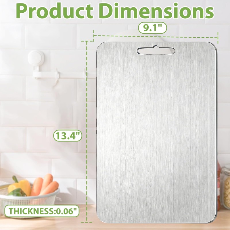 Titanium Cutting Boards for Kitchen - 100% Pure Double-Sided Food