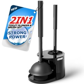 FORASTO 2 in 1 Toilet Plunger and Brush Set，Extended Handle Plunger，Toilet Bowl Brush Plunger Set, Bathroom Cleaning Tools ，Toilet Brush Plunger Combo，Cleaning Brush，Bathroom Cleaning Supplies