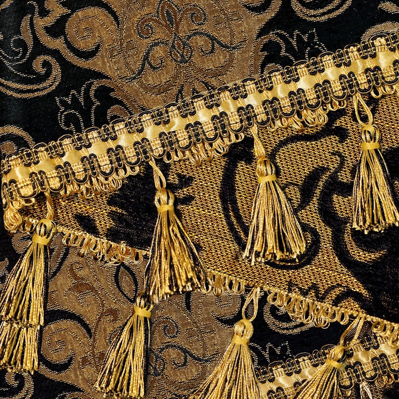 TOPLUXE Curtain Valance for Windows 137x46cm, Damask Valance with Tassels,