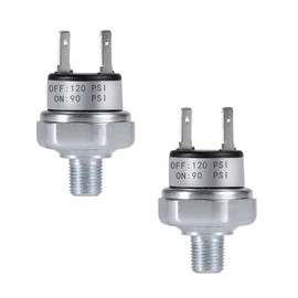 Tuxihapp 2PCS 90-120 PSI Air Pressure Switch, 1/8"-27 NPT Thread Car Pressure Controller, DC 12V 24V Multi-Purpose Automotive Compressor Attachments for Air Horn, Train, Tank (Black)
