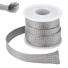 UNICRAFTALE - Funda de cable trenzado extensible de acero inoxidable 304, cinta de red escalable, protector de cable plano para proteger cables de 4 m/rollo