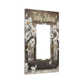 Farmhouse Floral Daisy Quotes Decorative Rocker Outlet Light Switch Cover Christ Jeuse Country Rustic Flower Butterfly 1-Gang Decorator/GFCI Wall Plate Electrical Single Switch Face Plate for Dimmer