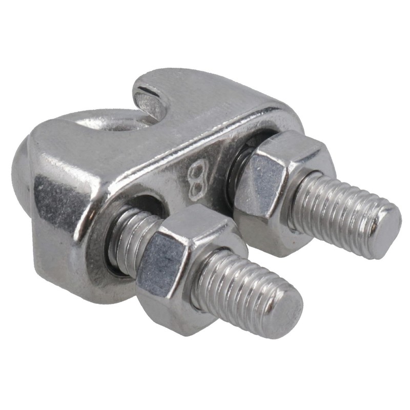 8mm Wire Rope/Cable Grip/Clamp Stainless Steel 316 Marine Grade 5