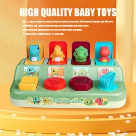 Interactive Pop Up Dinosaurs Toy,Montessori Cause and Effect Toys for 6-12-18 Months Early Learning 1 Year Old Kids, Babies, Toddlers, Boy & Girl Age 2-4