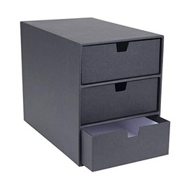 Bigso Ingrid 3-Drawer Fiberboard Desk Organizer, 8.1 x 6.3 x 9.9 in, Dark Grey