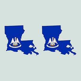Two Pack Louisiana State Shaped Flag Sitcker FA Graphix Decal LA