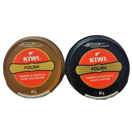 Kiwi Shoe Polish Paste Black and dark tan [Pack Of 2 (one each)]