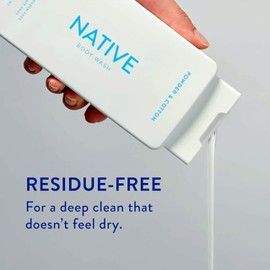 Native Body Wash for Men & Women, Seasonal | Sulfate, Paraben, and Dye Free, with Naturally Derived Clean Ingredients Leaving Skin Soft and Hydrating, Powder & Cotton 18 oz - 2 Pk