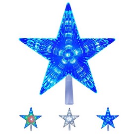 Giyomi Christmas Tree Toplight 3D Star LED Ornament Star Illumination Auto Flashing Line 5m Store Home Party (Blue)